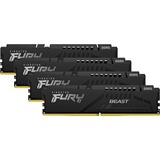 Kingston FURY FURY Beast 128GB 5200MT/s DDR5 CL40 DIMM (Kit de 4) Black XMP, Memoria RAM negro, 128 GB, 4 x 32 GB, DDR5, 288-pin DIMM, Negro