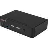 Lindy 39312 interruptor KVM Negro, Switch KVM negro, 7680 x 4320 Pixeles, 4K Ultra HD, Negro