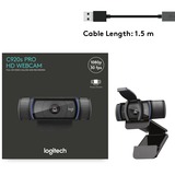 Logitech C920 Pro HD cámara web 1920 x 1080 Pixeles USB Negro, Webcam negro, 1920 x 1080 Pixeles, Full HD, 30 pps, 720p, 1080p, Tapa de privacidad, 78°