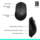 Logitech M330 SILENT PLUS, Ratón negro, mano derecha, Mecánico, RF inalámbrico, 1000 DPI, Negro