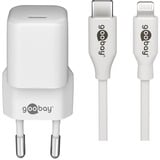 goobay Set de carga Apple Lightning / USB-C PD 30 vatios, Cargador blanco