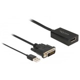 DeLOCK 63189 adaptador de cable de vídeo 0,5 m DVI DisplayPort Negro negro, 0,5 m, DVI, DisplayPort, Macho, Hembra, Derecho