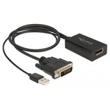 DeLOCK 63189 adaptador de cable de vídeo 0,5 m DVI DisplayPort Negro negro, 0,5 m, DVI, DisplayPort, Macho, Hembra, Derecho