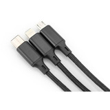 Digitus Cable de carga 3 en 1, USB-A > Lightning + USB-C + Micro-USB negro