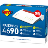 FRITZ! FRITZ!Box 4690, Router Box 4690, Wi-Fi 7 (802.11be), Doble banda (2,4 GHz / 5 GHz), Ethernet, Rojo, Blanco, Router de sobremesa