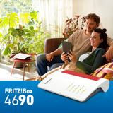 FRITZ! FRITZ!Box 4690, Router Box 4690, Wi-Fi 7 (802.11be), Doble banda (2,4 GHz / 5 GHz), Ethernet, Rojo, Blanco, Router de sobremesa