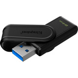 Kingston DataTraveler 64GB Portable USB 3.2 Gen 1 Exodia S (Black/Black), Lápiz USB negro, 64 GB, USB tipo A, 3.2 Gen 1 (3.1 Gen 1), Girar, 8,32 g, Negro