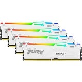 Kingston FURY FURY Beast 64 GB 6000 MT/s DDR5 CL40 DIMM (Kit de 4) White RGB XMP, Memoria RAM blanco, 64 GB, 4 x 16 GB, DDR5, 288-pin DIMM, Blanco