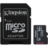 Kingston Tarjeta 64GB microSDXC Industrial C10 A1 pSLC + adaptador SD, Tarjeta de memoria negro, 64 GB, MicroSDXC, Clase 10, UHS-I, 100 MB/s, 80 MB/s