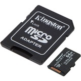 Kingston Tarjeta 64GB microSDXC Industrial C10 A1 pSLC + adaptador SD, Tarjeta de memoria negro, 64 GB, MicroSDXC, Clase 10, UHS-I, 100 MB/s, 80 MB/s