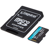Kingston Tarjeta microSDXC Canvas Go Plus Gen4 de 64 GB, 200 MB/s, A2 U3 V30 y adaptador, Tarjeta de memoria negro, 200 MB/s, A2 U3 V30 y adaptador, 64 GB, MicroSD, Clase 10, UHS-I, 200 MB/s, 100 MB/s