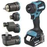 Makita Taladro atornillador a batería con sistema de cabezal intercambiable DDF491ZJ01, 18 Voltios, Taladro/destornillador azul/Negro