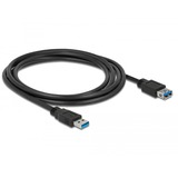 DeLOCK Cable de extensión USB 3.2 Gen 1, conector USB-A > toma USB-A, Cable alargador negro