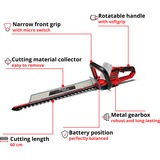EINHELL GE-CH 18/60 Cuchilla doble 2400 W 2,9 kg, Cortasetos rojo/Negro, Batería, 2400 W, 18 V, 2,9 kg, 200 mm, 1080 mm
