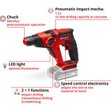 EINHELL Martillo perforador a batería Power X-Change TE-HD 18/12 Li - Solo, 18Volt rojo/Negro