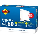 FRITZ! FRITZ!Box 4060, Router Box 4060, Wi-Fi 6 (802.11ax), Tribanda (2,4 GHz/5 GHz/5 GHz), Ethernet, Blanco, Router de sobremesa