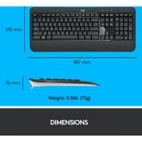 Logitech MK540 Advanced teclado Ratón incluido Universal RF inalámbrico QWERTY Internacional de EE.UU. Negro, Juego de escritorio gris oscuro, Inalámbrico, RF inalámbrico, Interruptor de membrana, QWERTY, Negro, Ratón incluido