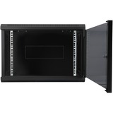 Digitus Carcasa de pared de la serie Dynamic Basic - 600 x 450 mm (an. x pr.), Armario IT negro, Bastidor de pared, 9U, 60 kg, Bloqueo del teclado, 17,5 kg, Negro