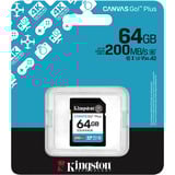 Kingston Canvas Go! Plus 64GB SDXC Canvas Go Plus Gen4 200MB/s C10 UHS-I U3 V30, Tarjeta de memoria negro, 64 GB, SDXC, Clase 10, UHS-I, 200 MB/s, 100 MB/s