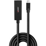 Lindy 43364 cable USB USB 3.2 Gen 2 (3.1 Gen 2) 5 m USB C 10 Gbit/s Negro, Cable alargador negro, 5 m, USB C, USB C, USB 3.2 Gen 2 (3.1 Gen 2), 10 Gbit/s, Negro