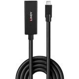 Lindy 43364 cable USB USB 3.2 Gen 2 (3.1 Gen 2) 5 m USB C Negro, Cable alargador negro, 5 m, USB C, USB C, USB 3.2 Gen 2 (3.1 Gen 2), 10 Gbit/s, Negro