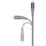 Nevox 1886 cable de conector Lightning 2 m Gris, Plata plateado/Gris, 2 m, Lightning, USB C, Macho, Macho, Gris, Plata