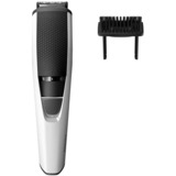 Philips 3000 series Barbero con posiciones de 1 mm de precisión, Cortapelo para barba blanco/Negro, Lavable, No necesita mantenimiento ni lubricación, Batería, Negro, Plata