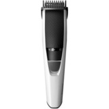 Philips 3000 series Barbero con posiciones de 1 mm de precisión, Cortapelo para barba blanco/Negro, Lavable, No necesita mantenimiento ni lubricación, Batería, Negro, Plata