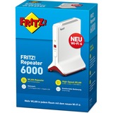 AVM FRITZ!Repeater 6000, Repetidor FRITZ!Repeater 6000, Wi-Fi 6 (802.11ax), Tribanda (2,4 GHz/5 GHz/5 GHz), Ethernet, Rojo, Blanco, Enrutador portátil