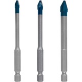 Bosch 2 608 900 595 broca Broca de centrar 3 pieza(s), Conjuntos de brocas Taladro, Martillo perforador, Broca de centrar, 90 mm, Vidrio, Cerámica dura, Teja, Baldosa blanda, Piedra, Azulejo, Vástago hexagonal, Acero inoxidable