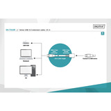 Digitus Cable de extensión USB 3.2 Gen 1 activo, 15 metros, Cable alargador negro
