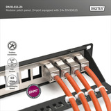 Digitus Panel de parcheo modular, 24 puertos, equipado con 24x DN-93615, Patch Panel negro