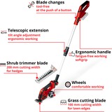 EINHELL Power X-Change Tijeras de césped / tijeras para arbustos GE-CG 18/100 Li T-Solo, 18 Voltios, Podadora rojo/Negro