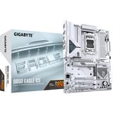 GIGABYTE B850 EAGLE ICE Placa Base – Procesadores AMD Ryzen serie 9000, VRM digital de 8+2+2 fases, hasta 8200 MHz DDR5 (O.C), 1 x M.2 PCIe 5.0 + 2 x M.2 PCIe 4.0, LAN 2.5 GbE, USB 3.2 Gen 2 blanco/Plateado, VRM digital de 8+2+2 fases, hasta 8200 MHz DDR5 (O.C), 1 x M.2 PCIe 5.0 + 2 x M.2 PCIe 4.0, LAN 2.5 GbE, USB 3.2 Gen 2, AMD, Zócalo AM5, AMD Ryzen 7000 Series, AMD Ryzen 8000 Series, AMD Ryzen 9000 Series, Zócalo AM5, DDR5-SDRAM, 256 GB