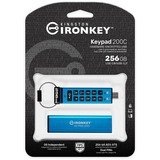 Kingston IronKey Keypad 200C USB-C de 256 GB 200C, FIPS 140-3 nivel 3 AES-256, Lápiz USB FIPS 140-3 nivel 3 AES-256, 256 GB, USB Tipo C, 3.2 Gen 1 (3.1 Gen 1), 280 MB/s, Funda, Azul
