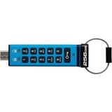Kingston IronKey Keypad 200C USB-C de 256 GB 200C, FIPS 140-3 nivel 3 (pendiente) AES-256, Lápiz USB FIPS 140-3 nivel 3 (pendiente) AES-256, 256 GB, USB Tipo C, 3.2 Gen 1 (3.1 Gen 1), 280 MB/s, Funda, Azul