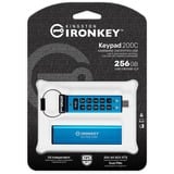 Kingston IronKey Keypad 200C USB-C de 256 GB 200C, FIPS 140-3 nivel 3 (pendiente) AES-256, Lápiz USB FIPS 140-3 nivel 3 (pendiente) AES-256, 256 GB, USB Tipo C, 3.2 Gen 1 (3.1 Gen 1), 280 MB/s, Funda, Azul