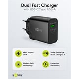 goobay Cargador rápido dual USB-C PD GaN 30 W negro