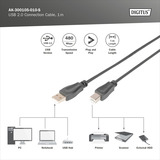 Digitus Cable de conexión USB 2.0 USB-A (conector) > USB-B (conector) negro
