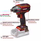 EINHELL Atornillador de impacto profesional inalámbrico TP-CI 18/220 Li BL - Solo, 18 Voltios, Tornillo de percusión negro/Rojo