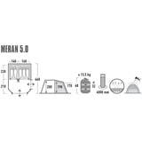 High Peak Tienda túnel familiar Meran 5.0, Tienda de campaña gris/Verde