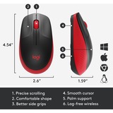 Logitech M190 ratón Ambidextro RF inalámbrico Óptico 1000 DPI negro/Rojo, Ambidextro, Óptico, RF inalámbrico, 1000 DPI, Rojo