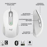 Logitech Signature M650 L, Ratón blanco, mano derecha, Óptico, Bluetooth, 4000 DPI, Blanco