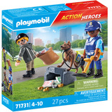 PLAYMOBIL Action Heroes Búsqueda de pistas con perro, Juegos de construcción 