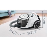 Bosch Serie 6 BGC41XALL aspiradora 2,4 L Secar 700 W Sin bolsa, Aspiradora de suelo blanco, 700 W, Secar, Sin bolsa, 2,4 L, 68 dB, Blanco