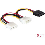 DeLOCK Cable de alimentación con conector de 4 pines > conector SATA de 15 pines + conector Floppy de 4 pines, Cable Y 