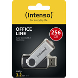 Intenso Office Line 256 GB, Lápiz USB plateado/Negro