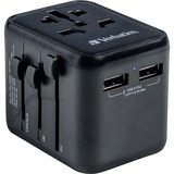 Verbatim 49543 adaptador de enchufe eléctrico Universal Negro, Enchufe del recorrido negro, Universal, Universal, Tipo A, Tipo B, Tipo C (Europlug), Tipo E (FR), Tipo F, Tipo G (RU), Tipo I (AU), Tipo J (CH),..., Tipo A, Tipo B, Tipo C, Tipo D (RU), Tipo E (FR), Tipo F, Tipo G (RU), Tipo H (IL), Tipo I (AU),..., 100 - 250 V, 50 - 60 Hz