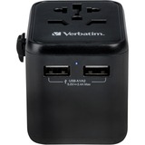 Verbatim 49543 adaptador de enchufe eléctrico Universal Negro, Enchufe del recorrido negro, Universal, Universal, Tipo A, Tipo B, Tipo C (Europlug), Tipo E (FR), Tipo F, Tipo G (RU), Tipo I (AU), Tipo J (CH),..., Tipo A, Tipo B, Tipo C, Tipo D (RU), Tipo E (FR), Tipo F, Tipo G (RU), Tipo H (IL), Tipo I (AU),..., 100 - 250 V, 50 - 60 Hz