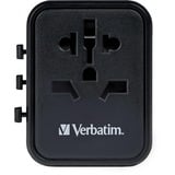 Verbatim 49543 adaptador de enchufe eléctrico Universal Negro, Enchufe del recorrido negro, Universal, Universal, Tipo A, Tipo B, Tipo C (Europlug), Tipo E (FR), Tipo F, Tipo G (RU), Tipo I (AU), Tipo J (CH),..., Tipo A, Tipo B, Tipo C, Tipo D (RU), Tipo E (FR), Tipo F, Tipo G (RU), Tipo H (IL), Tipo I (AU),..., 100 - 250 V, 50 - 60 Hz